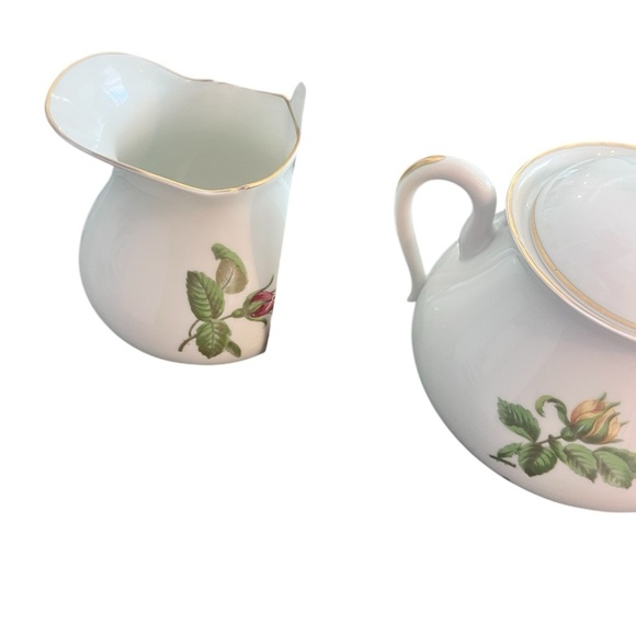 Vintage Large Limoges Rose Botanical Cream and Sugar Set - Picture 10 of 13